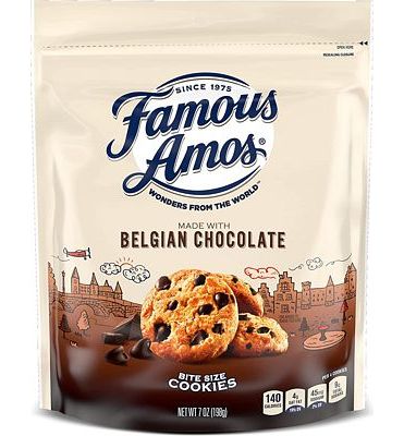 Purchase Famous Amos Wonders of the World Belgian Chocolate Chip Cookies, Bite-Sized Gourmet Chocolate Chip Cookies in a Resealable 7 oz Bag at Amazon.com