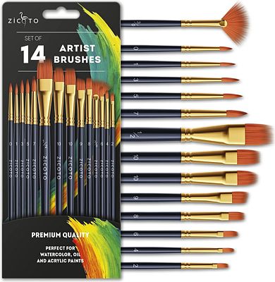 Purchase Quality Artist Paint Brush Set of 14 - Painting Brushes for Kids, Adults or Professionals and Easy to Use for Watercolor, Oil or Acrylic Painting - Perfect for Your Canvas, Paper or Fabric Styled Art at Amazon.com