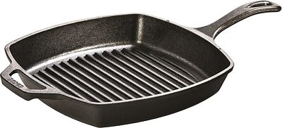 Purchase Lodge Cast Iron Grill Pan, Square, Black, 10.5 Inch at Amazon.com