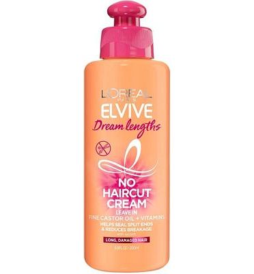 Purchase LOreal Paris Elvive Dream Lengths No Haircut Cream Leave in Conditioner With Fine Castor Oil and Vitamins B3 and B5 for Long, Damaged Hair, Helps Seal Split Ends and Reduces Breakage With System 6.8 FL; Oz at Amazon.com