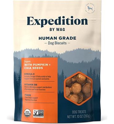 Purchase Amazon Brand Wag Expedition Human Grade Organic Biscuits Dog Treats, Non-GMO, Gluten Free, 10 oz at Amazon.com