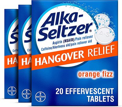 Purchase Alka-Seltzer Hangover Relief Effervescent Tablets, 60CT (20ct x 3) Bundle at Amazon.com