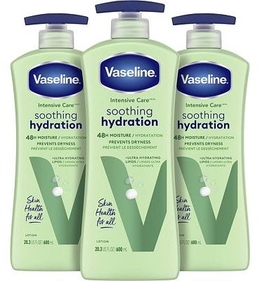 Purchase Vaseline Intensive Care Body Lotion for Dry Skin Soothing Hydration 20.3 oz, Pack of 3 at Amazon.com