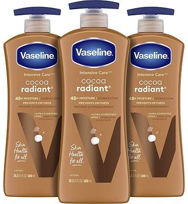 Purchase Vaseline Intensive Care Body Lotion for Dry Skin Cocoa Radiant Lotion Made with Ultra-Hydrating Lipids and Pure Cocoa Butter for a Long-Lasting, Radiant Glow 20.3 oz, Pack of 3 at Amazon.com