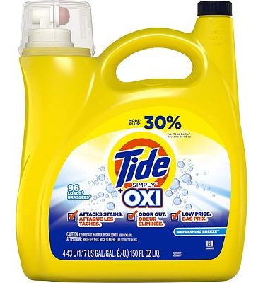 Purchase Tide Simply + Oxi Liquid Laundry Detergent, Refreshing Breeze, 96 Loads, 150 Fl Oz at Amazon.com