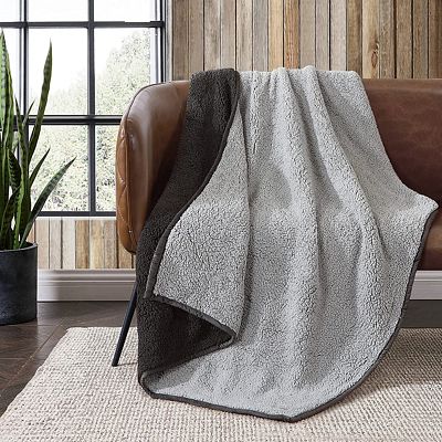 Purchase Eddie Bauer - Throw Blanket, Reversible Sherpa Bedding, Medium Weight & Warm Home Decor (Charcoal, Throw) at Amazon.com