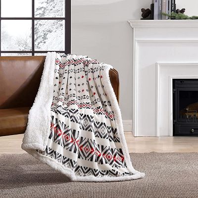 Purchase Eddie Bauer Ultra-Plush Collection Throw Blanket-Reversible Sherpa Fleece Cover, Soft & Cozy, Perfect for Bed or Couch, Mountain Village Red at Amazon.com