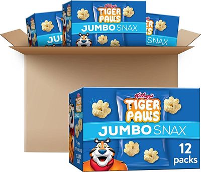 Purchase Kellogg's Tiger Paws Jumbo Snax Cereal Snacks, Kellogg's Frosted Flakes Inspired, Kids Snacks, Original (4 Boxes, 48 Pouches) at Amazon.com