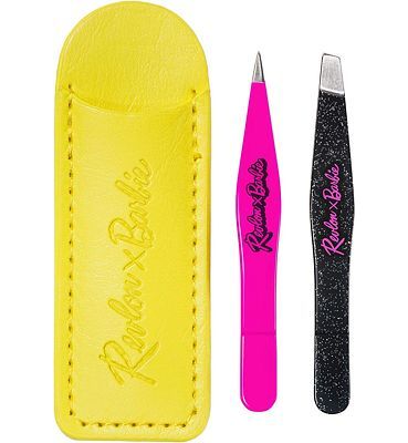 Purchase Revlon x Barbie Mini Tweezer Set, Stainless Steel Hair Removal Makeup Tool, includes Slant Tip & Pointed Tip Tweezers in Travel Case at Amazon.com