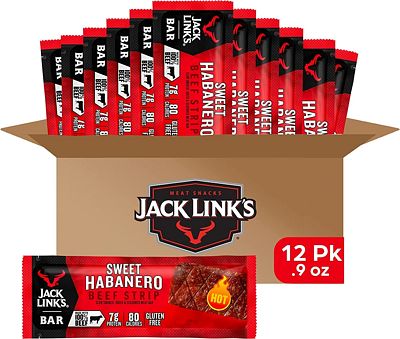 Purchase Jack Link's Beef Jerky Bars, Sweet Habanero, 12 Count - 7g of Protein and 80 Calories Per Protein Bar, Made with Premium Beef, No added MSG - Keto Friendly and Gluten Free Snacks at Amazon.com