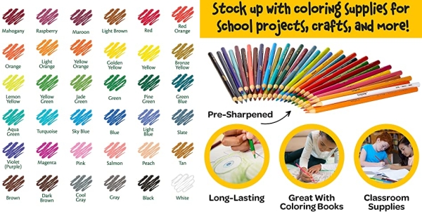 Purchase Crayola Colored Pencil Set, School Supplies, Assorted Colors, 36 Count, Long on Amazon.com