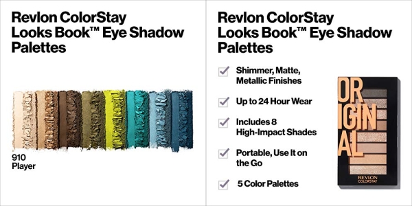 Purchase Revlon Colorstay Looks Book Eyeshadow Palette, Vibrant Eye Colors in Mix of Shimmer, Matte and Metallic Finish, Player (920) on Amazon.com