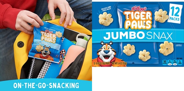 Purchase Kellogg's Tiger Paws Jumbo Snax Cereal Snacks, Kellogg's Frosted Flakes Inspired, Kids Snacks, Original (4 Boxes, 48 Pouches) on Amazon.com