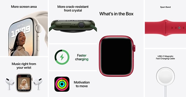Purchase Apple Watch Series7 [GPS 45mm] Smart Watch w/ (Product) RED Aluminum Case & (Product) RED Sport Band on Amazon.com