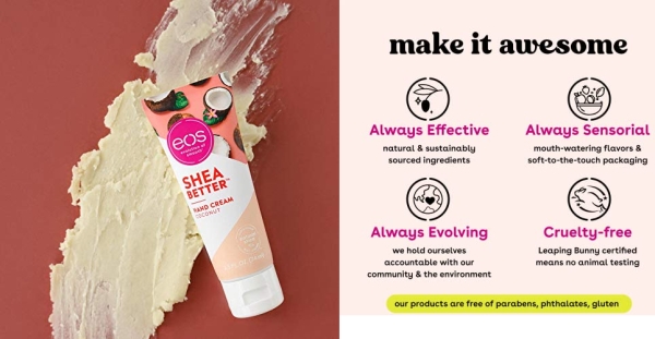 Purchase eos Shea Better Hand Cream - Coconut, Natural Shea Butter Hand Lotion and Skin Care, 24 Hour Hydration with Shea Butter & Oil, 2.5 oz on Amazon.com