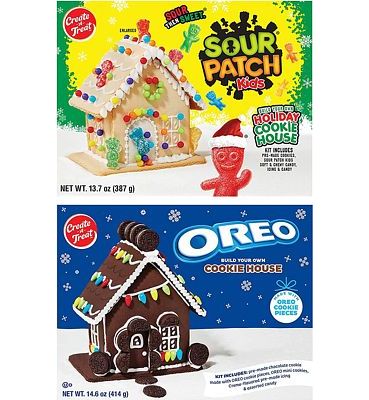 Purchase Create-A-Treat OREO Holiday Cookie House Kit and SOUR PATCH KIDS Holiday Cookie House Kit, Holiday Cookie House Decorating Kit Variety Pack, 2 Pack at Amazon.com