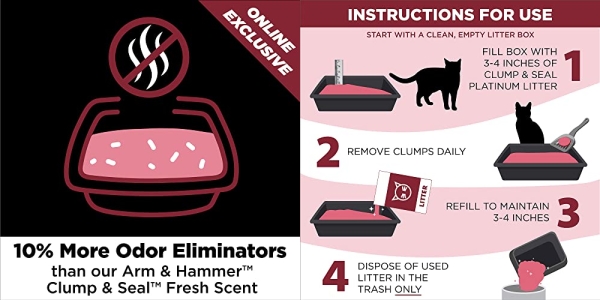 Purchase ARM & HAMMER Clump & Seal Platinum Cat Litter, Multi-Cat, 40 lb on Amazon.com