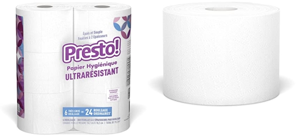 Purchase Amazon Brand - Presto! 308-Sheet Mega Roll Toilet Paper, Ultra-Strong, 24 Count on Amazon.com