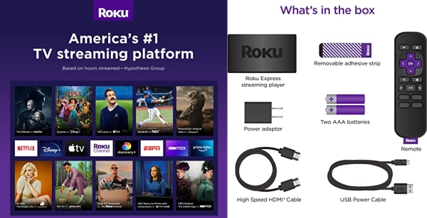 Purchase Roku Express HD Streaming Media Player with High Speed HDMI Cable and Simple Remote on Amazon.com