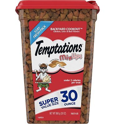 Purchase TEMPTATIONS MixUps Crunchy and Soft Cat Treats, Backyard Cookout, Chicken, Liver, & Beef Flavors, Multiple Sizes at Amazon.com