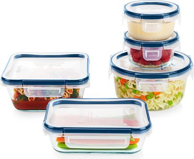 Purchase Pyrex Freshlock 10-Piece Airtight Glass Food Storage Container Set with Microban, Non Toxic, BPA-Free Locking Lids with 4 Tabs for Antimicrobial Protection at Amazon.com