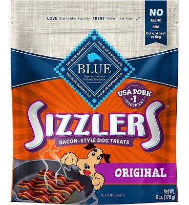 Purchase Blue Buffalo Sizzlers Natural Bacon-Style Soft-Moist Dog Treats at Amazon.com