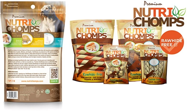 Purchase NutriChomps Dog Chews, 6-inch Braids, Easy to Digest, Rawhide-Free Dog Treats, Healthy, Real Chicken, Peanut Butter and Milk flavors, Pack of 4 on Amazon.com