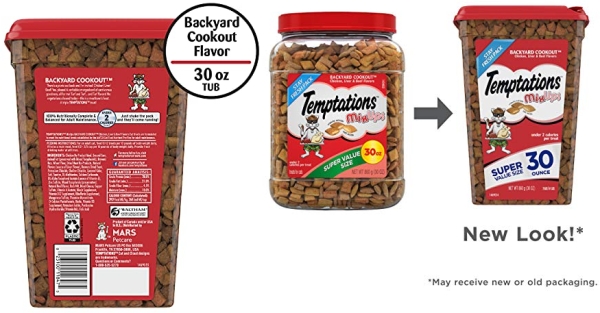 Purchase TEMPTATIONS MixUps Crunchy and Soft Cat Treats, Backyard Cookout, Chicken, Liver, & Beef Flavors, Multiple Sizes on Amazon.com