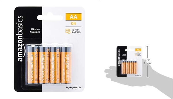 Purchase Amazon Basics 4 Pack AA Alkaline Batteries - Blister Packaging on Amazon.com