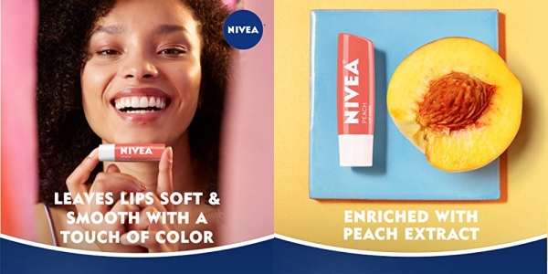 Purchase NIVEA Peach Lip Care - Tinted Lip Balm for Beautiful, Soft Lips, 0.17 Ounce (Pack of 4) on Amazon.com