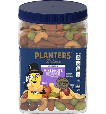 Purchase PLANTERS Unsalted Premium Nuts 34.5 oz Resealable Container- Contains Pistachios, Cashews, Almonds, Hazelnuts & Pecans at Amazon.com
