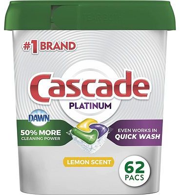 Purchase Cascade Platinum Dishwasher Pods, ActionPacs Dishwasher Detergent, Lemon, 62 Count at Amazon.com