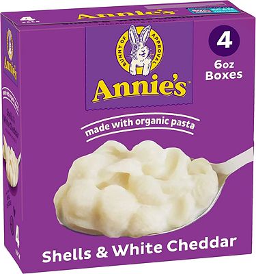Purchase Annies White Cheddar Shells Macaroni & Cheese Dinner with Organic Pasta, Kids Mac & Cheese Dinner, 6 OZ, 4 Count (Pack of 4) at Amazon.com