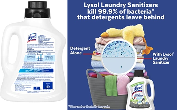 Purchase Lysol Sport Laundry Sanitizer Additive, Sanitizing Liquid for Gym Clothes and Activewear, Eliminates Odor Causing Bacteria, 90oz on Amazon.com