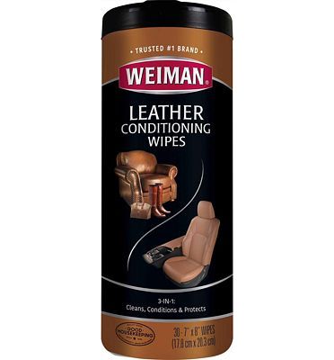Purchase Weiman Leather Cleaner & Conditioner Wipes With UV Protection, Prevent Cracking Or Fading Of Leather Couches, Car Seats, Shoes, Purses - 30 ct at Amazon.com
