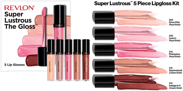 Purchase Lip Gloss Set by Revlon, Super Lustrous 5 Piece Gift Set, Non-Sticky, High Shine, Cream & Pearl Finishes, Pack of 5 on Amazon.com