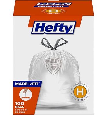 Purchase Hefty Made to Fit Trash Bags, Fits simplehuman Size H (9 Gallons), 100 Count (5 Pouches of 20 Bags Each) at Amazon.com
