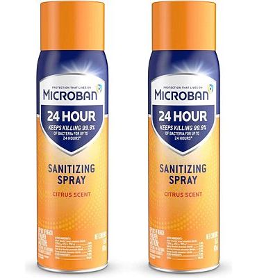 Purchase Microban Disinfectant Spray, 24 Hour Sanitizing and Antibacterial Spray, Sanitizing Spray, Citrus Scent, 2 Count (15oz Each) at Amazon.com