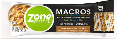Purchase Zone Perfect Macros Protein Bars, with 15g Protein, 1g Sugars, and 18 Vitamins & Minerals, Cinnamon Toast Cereal, 5 Count (Pack of 4) at Amazon.com