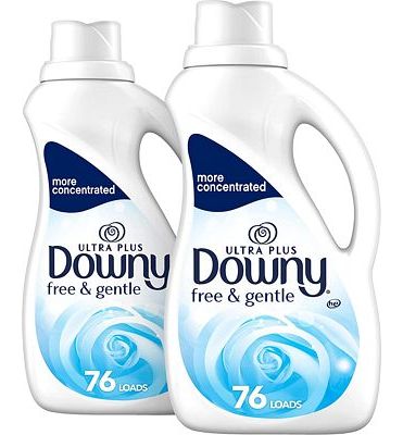 Purchase Downy Ultra Plus Free & Gentle Laundry Fabric Softener Liquid, Concentrated, Two 51 Oz Bottles, 152 Loads Total at Amazon.com