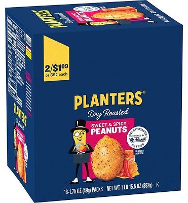 Purchase Planters Sweet and Spicy Dry Roasted Peanuts, 1.75 oz. (18-Pack) at Amazon.com