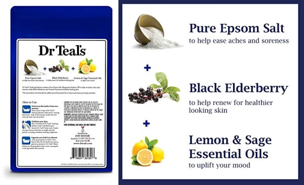 Purchase Dr Teal's Pure Epsom Salt Soak, Black Elderberry with Vitamin D, 3 Pound(48 Ounce) on Amazon.com