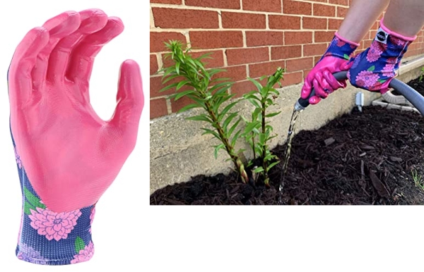 Purchase Miracle Gro Women's Nitrile Coated Grip Floral Pattern Gardening Work Gloves on Amazon.com