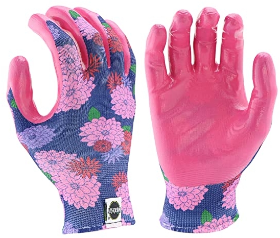 Purchase Miracle Gro Women's Nitrile Coated Grip Floral Pattern Gardening Work Gloves on Amazon.com
