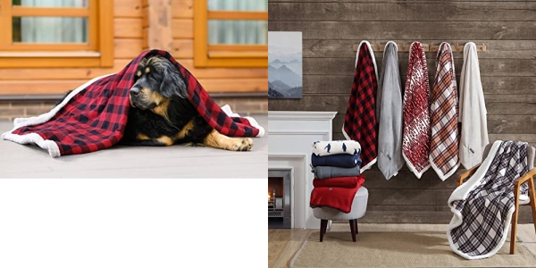 Purchase Eddie Bauer - Throw Blanket, Reversible Sherpa Fleece Bedding, Buffalo Plaid Home Decor for All Seasons (Red Check, Throw) on Amazon.com