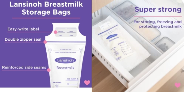 Purchase Lansinoh Breastmilk Storage Bags, 100 Count (1 Pack of 100 Bags), Milk Freezer Bags for Long Term Storage on Amazon.com