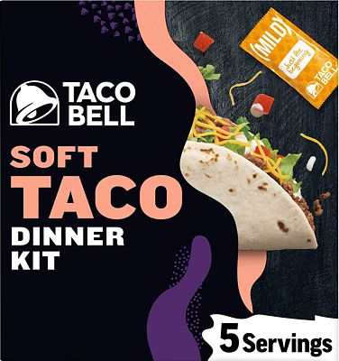 Purchase Taco Bell Soft Taco Dinner Kit with 10 Soft Tortillas, Taco Bell Mild Sauce & Seasoning, 14.6 oz Box at Amazon.com