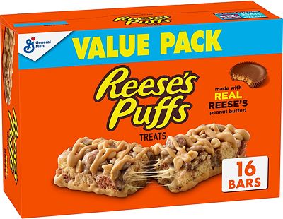 Purchase Reese's Puffs Breakfast Cereal Treat Bars, Peanut Butter & Cocoa, 16 ct at Amazon.com