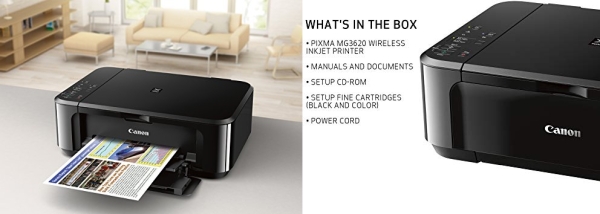 Purchase Canon Pixma MG3620 Wireless All-in-One Color Inkjet Printer with Mobile and Tablet Printing, Black on Amazon.com