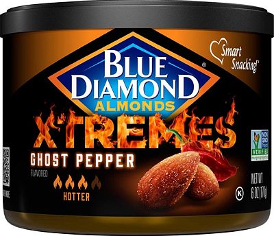 Purchase Blue Diamond Almonds XTREMES Ghost Pepper Flavored Snack Nuts, 6 Oz Resealable Cans at Amazon.com